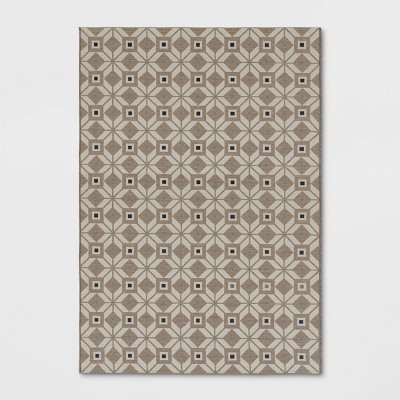 7'x10' Geometric Tiles Outdoor Area Rug Brown - Threshold™