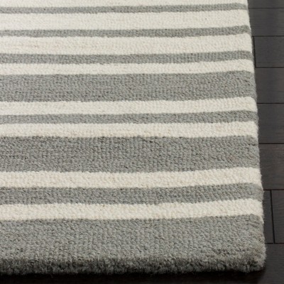 Gray and White Striped Wool Kids Runner Rug