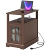 CIPACHO Narrow Side Table End Table with Charging Station, USB Ports, Modern End Table with Storage for Living Room, Brown - 2 of 4