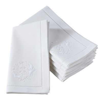 Saro Lifestyle Embroidered Small Flowers Design Cotton Table Napkins (set of 6)