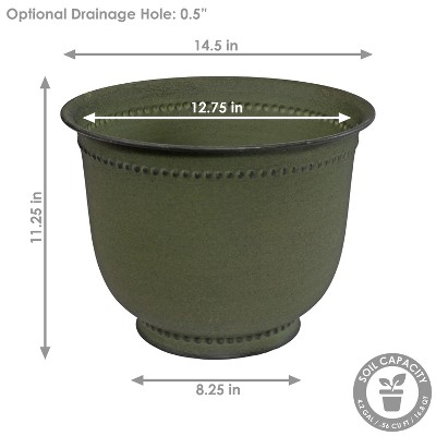 Michael Matte Sage Medium Iron Indoor/Outdoor Planter Set