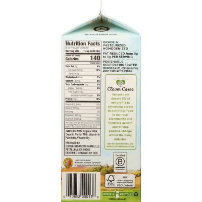 Clover Sonoma Fresh Organic Pastured Raised 2% Milk - 0.5gal