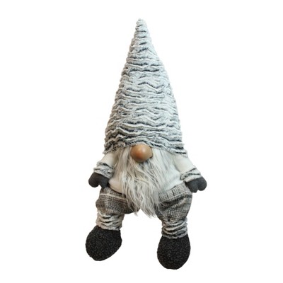 Northlight 29” Winter’s Bloom Grey and White Oversize Table Top Christmas Gnome Decoration