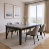 HomeRoots 66" Dark Gray Faux Marble and Wood Dining Table - 2 of 4