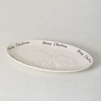 Sullivans Snowflake Dolomite Platter 15.5"L White