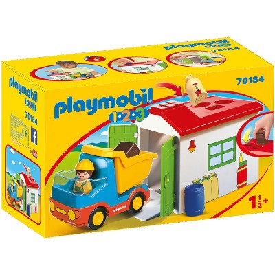 Playmobil 1.2.3 Construction Truck with Garage 70184 Playset 9pcs
