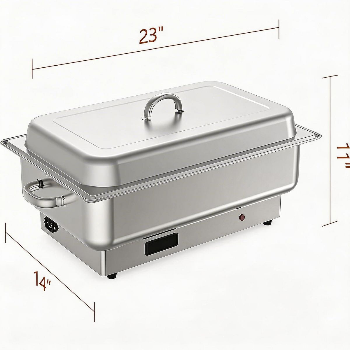 Electric Chafing Dish Buffet, 3 × 3 QT Food Warmer with Stainless Steel Lid, 400W Temperature Control 86-200°F Chafer For Catering Parties - thumbnail 5