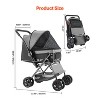 VEVOR Pet Stroller, 44 lbs Weight Capacity, Foldable Dog Stroller Cart, 4 Wheels Cats Stroller with Mesh Windows & Revrsible Handle, Black - 3 of 4