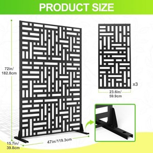 Metal Privacy Screen Outdoor 71"x47", Freestanding Decorative Privacy Fence Panel for Patio, Balcony, Deck, Garden, Black - 1 of 4