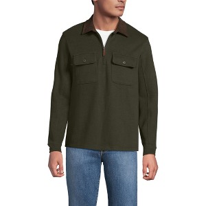 Lands' End Men's Long Sleeve Corduroy Collar Bedford Rib Quarter Zip - 1 of 4