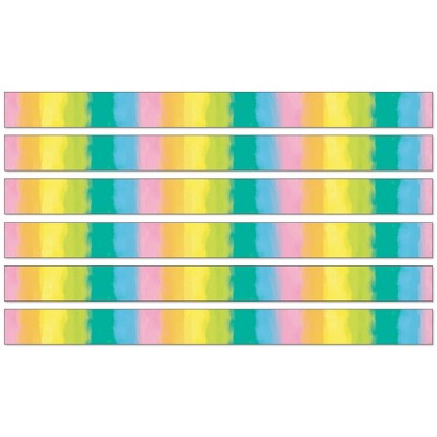 Happily Ever Elementary Creatively Inspired Watercolor Straight Borders, 36 Feet Per Pack, 6 Packs