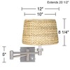 Possini Euro Design Modern Swing Arm Wall Lamp Brushed Nickel Plug-In Light Fixture Woven Seagrass Drum Shade for Bedroom Bedside - 3 of 3