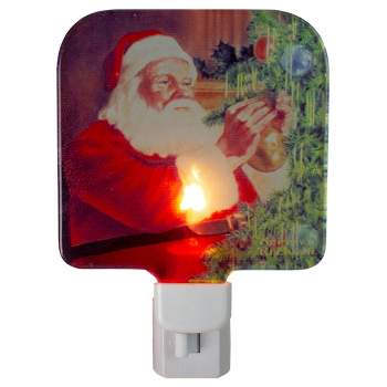 Northlight 6" Norman Rockwell 'Santa Trimming Tree' Glass Christmas Night Light