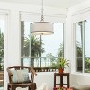 Claxy Modern Brushed Nickel Pendant Chandelier Fabric Drum Shade - 3 of 4