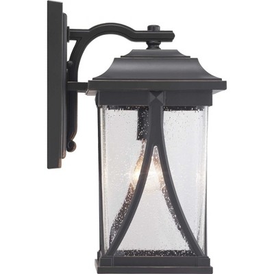 Antique Pewter Seeded Glass Outdoor Wall Lantern