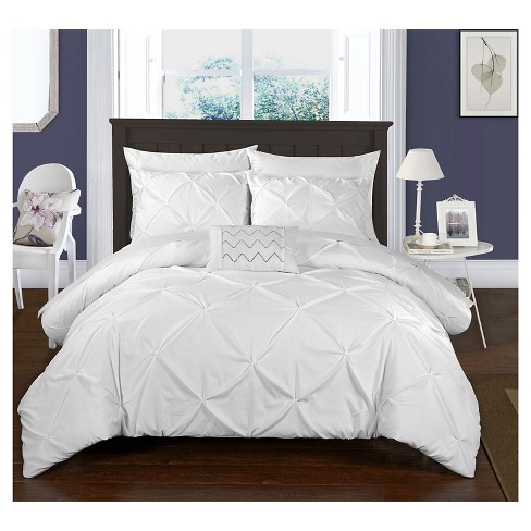 Whitley Pinch Pleated Ruffled Duvet Cover Set 8 Piece King