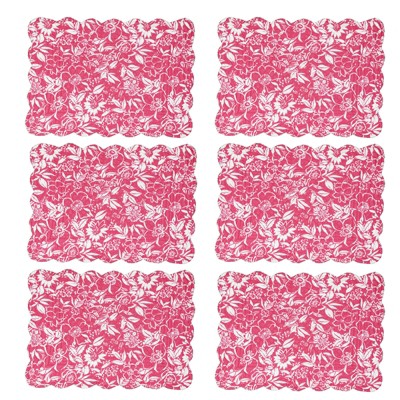 C&F Home Pink Hibiscus Cotton Quilted Rectangular Placemat Set of 6