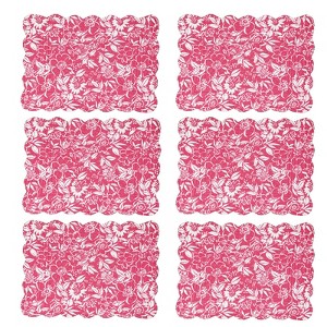 C&F Home Pink Hibiscus Cotton Quilted Rectangular Placemat Set of 6 - 1 of 4