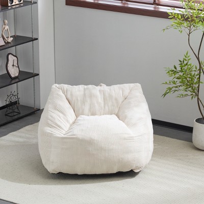 36" Bean Bag Chair with Faux Fur Corduroy and Armchair Backrest,Comfy Foam Seat for Dorm or Small Apartment-The Pop Home