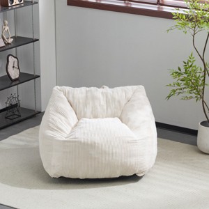 36" Bean Bag Chair with Faux Fur Corduroy and Armchair Backrest,Comfy Foam Seat for Dorm or Small Apartment-The Pop Home - 1 of 4