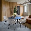LeisureMod Markley Leather Dining Chair with Black Metal Legs - 3 of 4