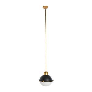 Robert Stevenson Lighting Cameron 2-Tone Metal and Frosted Glass Ceiling Light Matte Black and Natural Brass: ETL Listed, Globe Shape, Steel Body - 1 of 4
