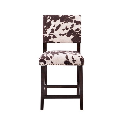 Corey 24" Brown and Ivory Cowhide Counter Stool