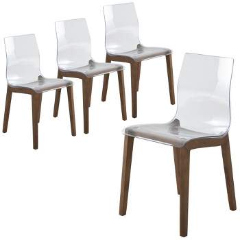 Leisuremod Marsden Modern Plastic Dining Side Chair With Beech Wood Legs