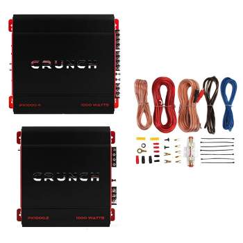 Crunch 4 Channel 1000W A/B Class Stereo Amplifier & 2 Channel Amp & Wiring Kit
