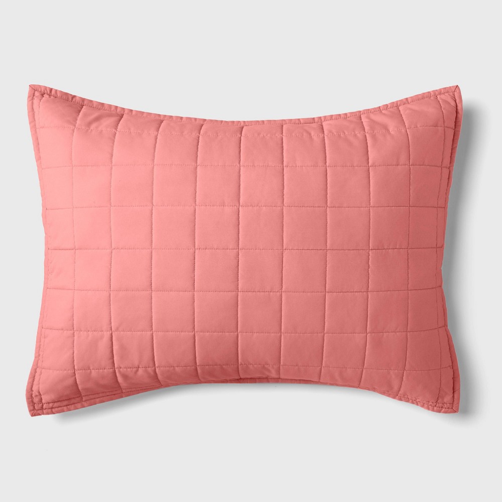 Photos - Bed Linen Box Stitch Microfiber Kids' Sham Faded Rose - Pillowfort™: Standard Size, Polyester, OEKO-TEX Certified, Pink