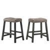 Okak Set of 2 Rustic Solid Wood Counter Height Bar Stools for Dining Rooms,Faux Leather Upholstered Counter Bar Stools Without Back - 3 of 4