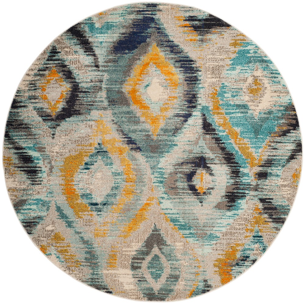 6'7in Shapes Round Area Rug Blue - Safavieh