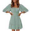 EXLURA Women's Lantern Sleeve Tie Back Summer Dress Ruffled Off Shoulder A-Line Vintage Mini Dress - 2 of 4