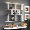 Sapphtopaz Wooden 3-Tier Wall Mounted Storage Shelves with Glass Cup Holder Large Storage Rack with Bottle Rack for Living Room,Bedroom - 3 of 4