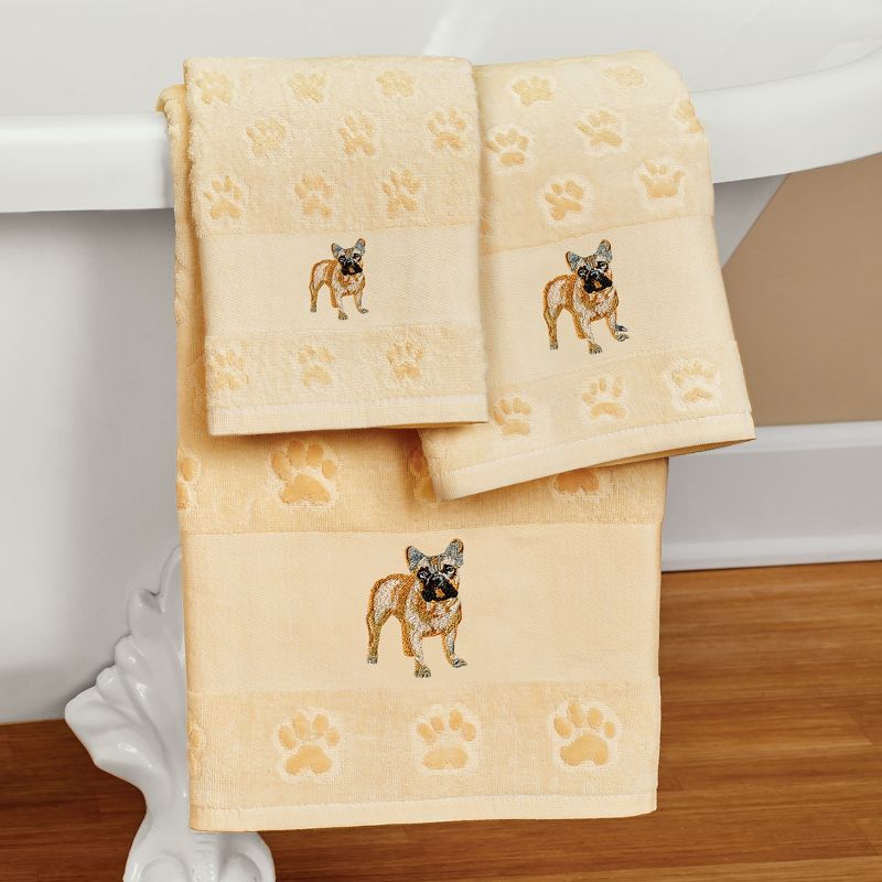 Collections Etc 3-PC DOG BREED BATH TOWEL SET French Bulldog, 2 of 5