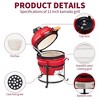 Karl Home 13 in. Kamado Ceramic Charcoal Grill In Red With Grill Stand - 3 of 4