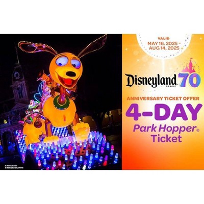 Disneyland 4-Day Park Hopper Anniversary Ticket Offer Age 3+ $495