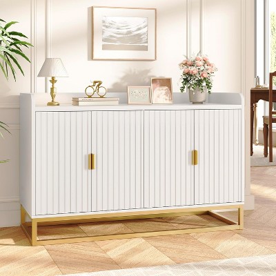 47.2" Fluted Sideboard with Storage Cabinet, Modern Kitchen Buffet & Media Console with Adjustable Shelves and Doors for Living Room, Entryway