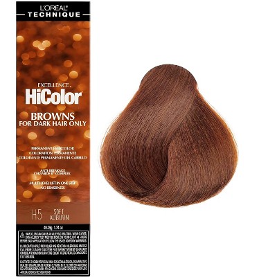 L'oreal Tecnique HiColor Browns for Dark Hair Only (#H5 SOFT AUBURN) Loreal HighColor Permanent Dye High Color