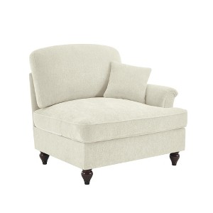 Vynxaria Modern Chenille Sofa Beige, W/1 Pillow, Detachable Ruffle Skirts (2 Styles), Multi-Module Configurable (L-Shaped/Chaise) - 1 of 4