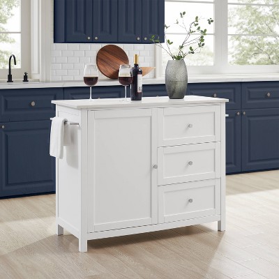 Soren 44" White Stone Top Kitchen Island Cart