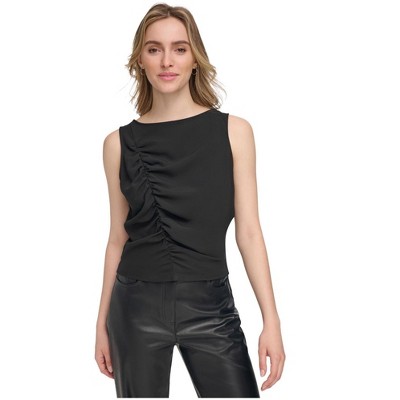Calvin Klein Womens Ruched Front Pullover Blouse