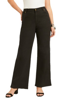 June + Vie by Roaman's Women's Plus Size Curvie Fit Wide-Leg Jeans