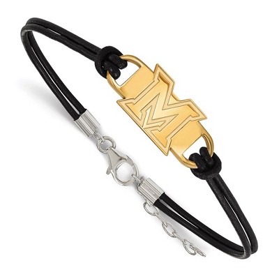 Black Bow Jewelry 14k Yellow Gold Plated Sterling Silver Miami Redhawks NCAA charm Bracelet 7 Inch