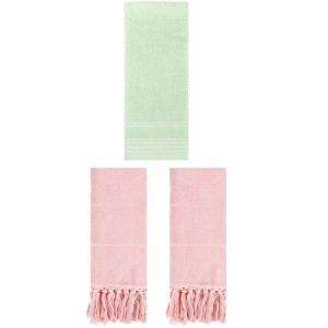 REGALWOVEN 3 Packs Striped and Tassels Hand Towels for Bathroom 14" x 30" - 1 of 4