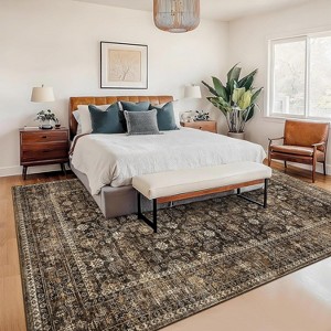Elegant Floral Inspired Non-Slip Washable Low Pile Rug with Stain-Resistant Backing, Perfect for Living Room, Bedroom, Kitchen, Entryway - 1 of 4