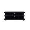 64" TV Stand with Three Shelves, Open-Ended Frame, Block Legs, and Cable Management, Bourbon Finish, No Assembly Required for Living Room - 3 of 4
