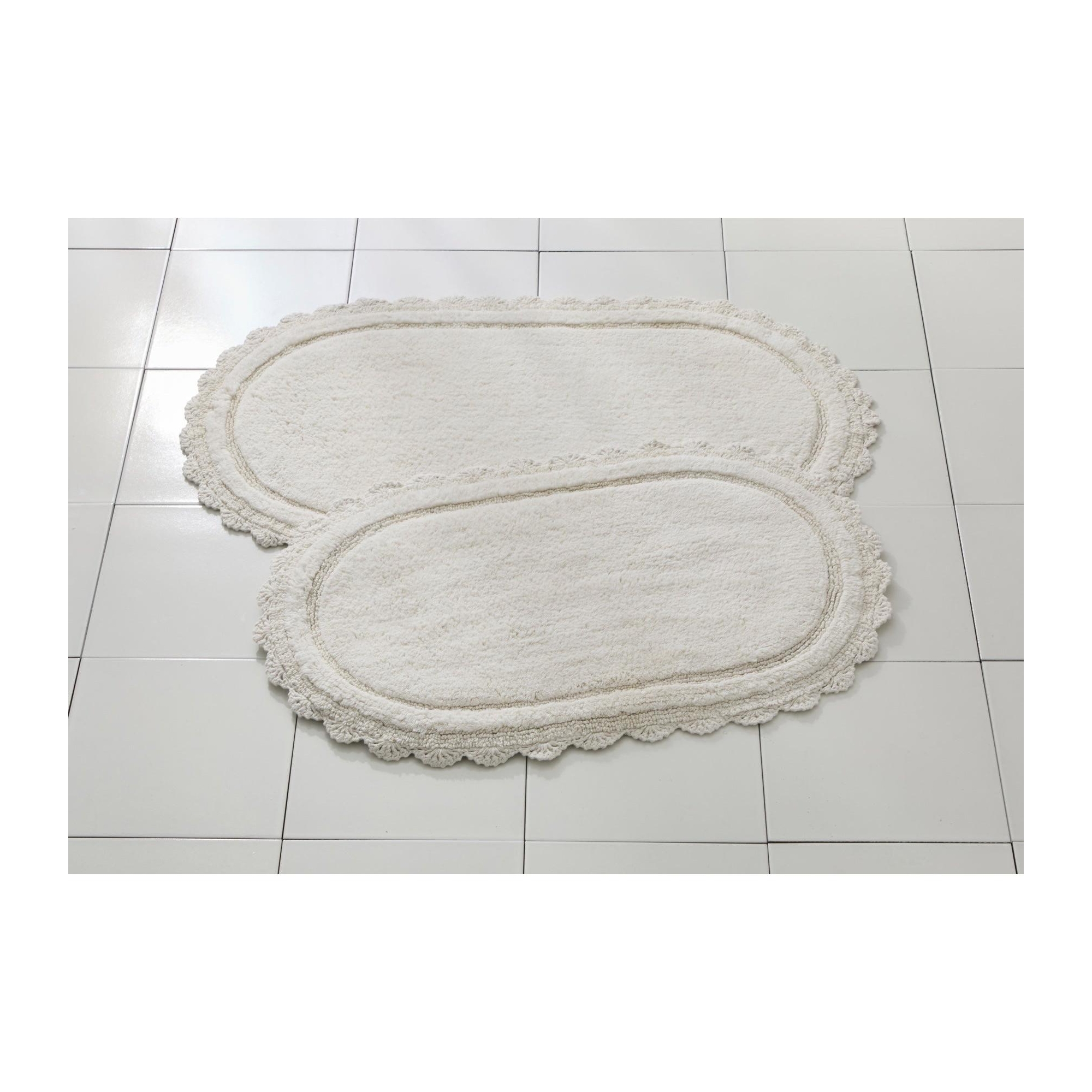 BrylaneHome Oval Crochet Bath Mat - 24" W 40" L, White