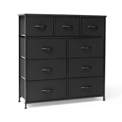 Pellebant Home Extra Wide Closet Dresser Storage Tower Organizer Unit 9 Drawers Dresser for Bedroom Clothes with Steel Frame Wood Top