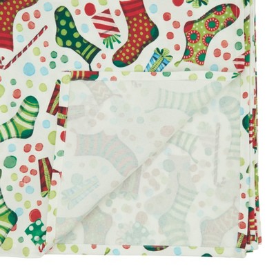 Christmas Stockings Multicolor Fabric Holiday Tablecloth